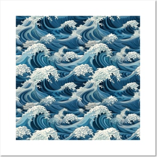 Ephemeral Crests: Hokusai Waves Reimagined Posters and Art